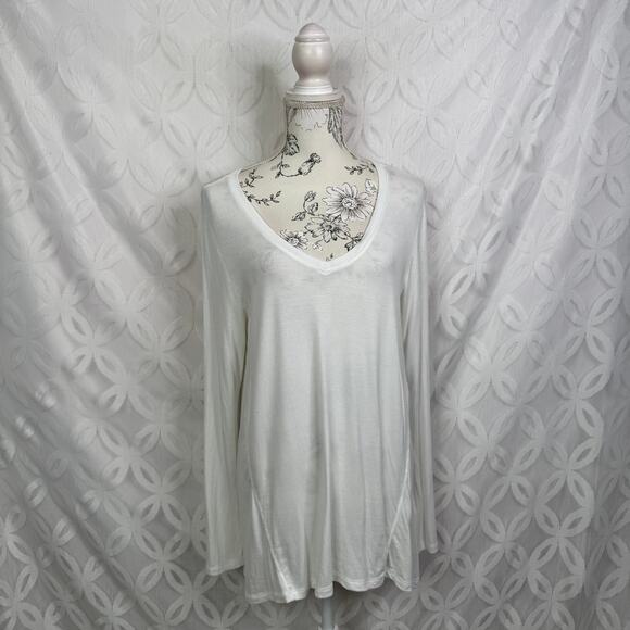 SOFT SURROUNDINGS Shirt Sublime Long Sleeve White Pima Cotton Top Sz M - Picture 2 of 4